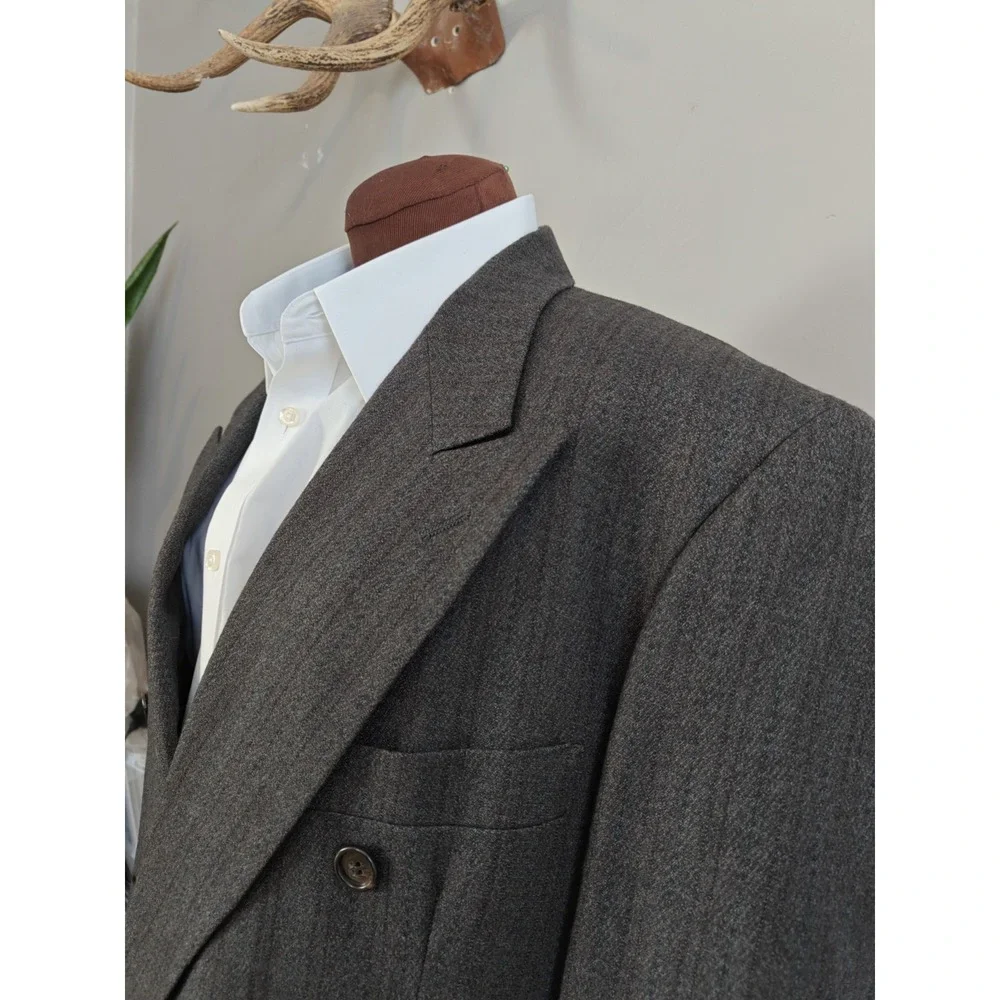 Zegnorelli Mens Wool Blazer Sports Coat 41S Charcoal Double Breasted Vintage